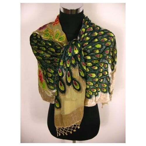 Super high quality Beaded Silk Velvet feeling rayon nylon Burn Out Duster Opera Shawl Scarf Wrap Ponchos 6pcs/lot #009