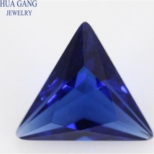 Blue Triangle Shape Princess Cut Loose Glass Beads Synthetic Gems For Jewelry Size 3x3~10x10mm Free Shipping