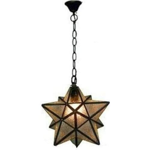 Discount Industrial Vintage Glass Pentagram Star Pendant Light fixtures for Kitchen Bar Free shipping