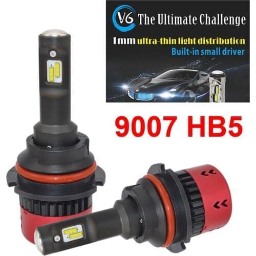 Super Bright Turbo 100W 9007 HB5 9600LM V6 LED Headlight Slim Conversion Kit Adopted Automotive Grade FLIP Chips 2 Year Warranty