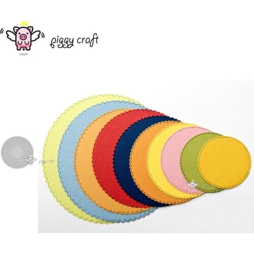Piggy Craft metal cutting dies cut die mold 11Pcs Lace round circle frame Scrapbook paper craft knife mould blade punch stencils