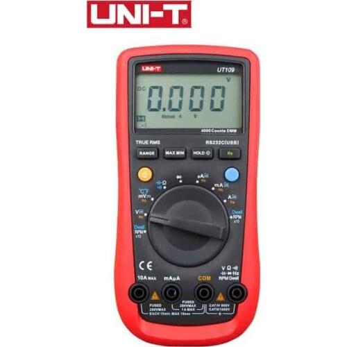 UNI-T UT109 Handheld Automotive Multipurpose Meters Auto Range Multimeters USB PC Connect Dwell Tach LCD Backlight
