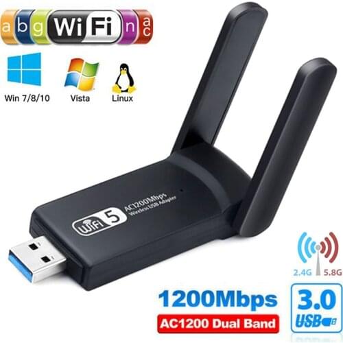 USB3.0 1200M Wifi Network Card Adapter 5.8GHz Dual Band Wifi Wireless Dongle AC Network Card Ethernet Support Win 7/8/10/Vista