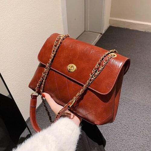 High Quality Ladies Rhombic Shoulder Bag Autumn 2021 New Female Bag Fashion Shoulder Chain Bag Retro Messenger Small Square Bag
