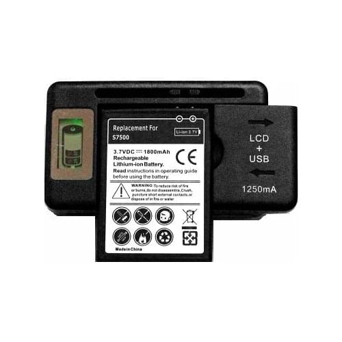 1x 1800mAh EB464358VU Battery + LCD Charger For Samsung Galaxy Y S6102 S6792L Mini 2 S6500 S6802 Galaxy Ace Plus S7500 S7508