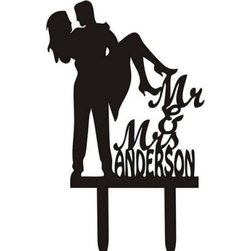 100pcs/lot Creative Mr & Mrs Anderson design Acrylic Wedding inserted card Wedding Cake Topper Party Cake Decorations