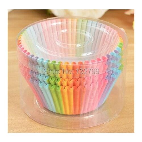 100pcs Rainbow Paper Cake Cups Cupcake Liners Wrapper Cases Baking Muffin Dessert Wedding Party Christmas Decorations