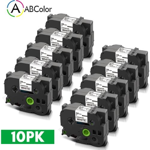 10PK TZe-251 Tape For Brother TZe 251 tze251 TZe Tape 24mm Black on White Printer Ribbon For Brother PT-P700 PT-D600 Label Maker