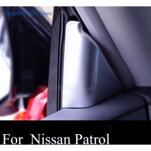 2pcs/set ABS matte/Carbon fiber/Mahogany Interior Front Door Triangle Cover Trim car styling For Nissan Patrol Y62 2017 2018