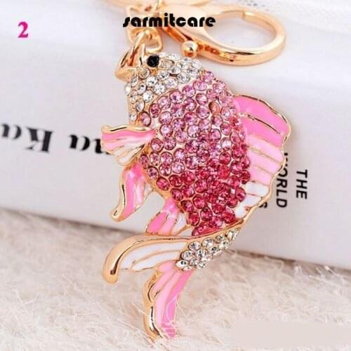 2pcs/lot Fashion Rhinestones Keychain Cute Key Chain Multi-choices Glitter Keyrings for Adult Kids for Bags