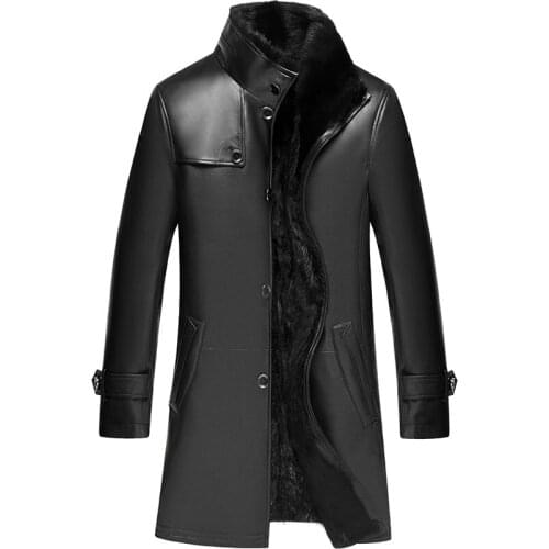 2019 Genuine Leather Jacket Winter Jacket Men Natural Wool Fur Coat Men Mink Fur Collar Long Sheepskin Coat Plus Size LSY070190