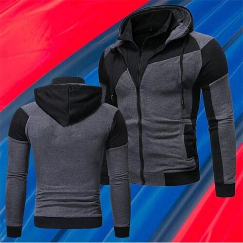 2021 Fashion Mens Winter Hoodies Slim Fit Sweatshirt Outwear Warm Coat Jacket Plain Zip Up Casual Gray Blue Red Coats Tops