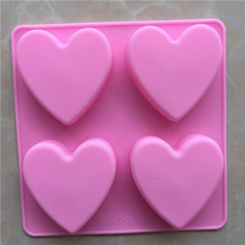 4 Holes Mini Heart Silicone Cake Mold Baking Mould Chocolate Decoration Silicone DIY Heart Shape Mold Cake E906