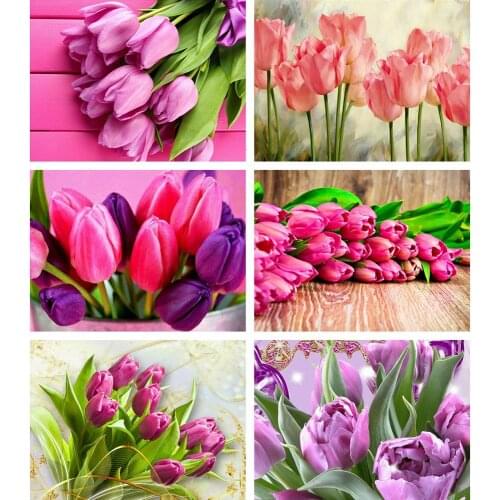 Diamond Painting Tulip Flowers 5D DIY Square Cross Stitch Mosaic Beads Embroidery Rhinestone Picture Needlework Wall Stickers