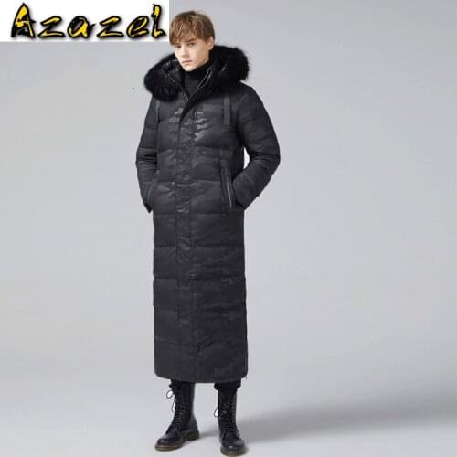 Azazel 2020 Mens Down Jacket Long Winter 90% White Goose Down Jacket Men Camouflage Down Coat for Men Fur Collar 00100 KJ3284