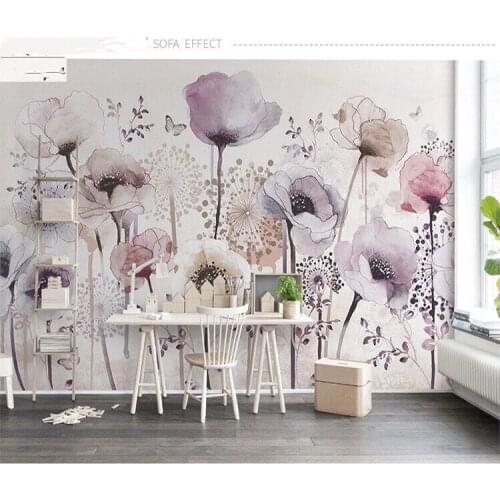 Bacaz light purple 3d flower Wallpaper Murals for Living Room Sofa Background Papel 3d Wall Mural 3d Wall paper