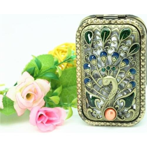 Free Shipping Peacock Design Handable Mirror Compact Mirror Birthday Gifts Wedding Favor