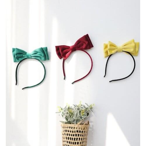 Boutique 12pcs Fashion Big Velvet Bowknot Hairbands Solid Bow Hair Sticks Princess Headwear Women Hair Accessories for Girls