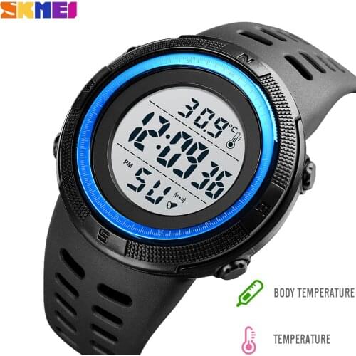 SKMEI Sport Digital Mens Watch Long Battery Life Alarm Clock Body Ambient Temperature Electronic Wristwatches Male reloj hombre
