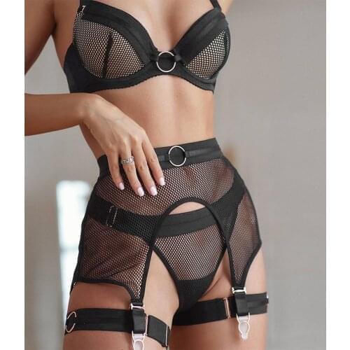 Black Lace Bra Set Womens Underwear Push Up Lace Sexy Corset Erotic Lingerie Sexy Briefs Set Transparent Lenceria Sensual Mujer