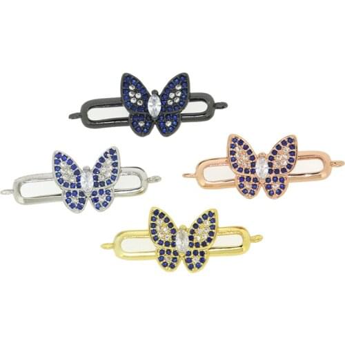 Dankaishi Butterfly Shape Connectors Jewelry Fingdings Paved with Blue Zirconia Crystal Rhinestone Beautiful Accessories for DIY