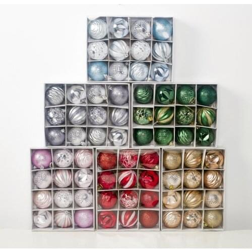 1 Box Christmas Ball Decorative Hanging Glitter Ball Ornaments Attractive Shatterproof PVC Xmas Tree Decorative Baubles for Home