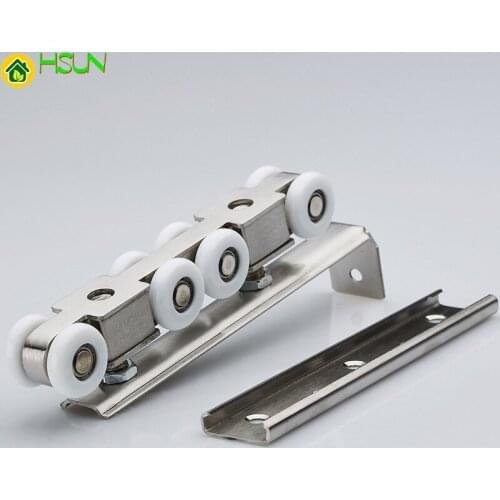 Wooden hanging wheel Mute eight-wheel stainless steel door glass sliding door Fine pulley