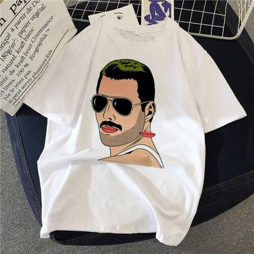 Freddie Mercury Rock King T shirt Ullzang tshirt Women Female New t-shirt Queen Band Aesthetic Summer Casual Femme Graphic