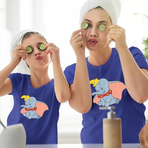 Summer New Products Women Men Baby Girl Boy T-shirt Family Clothes Cartoon Round Neck Disney Dumbo Printing Comfortable Harajuku