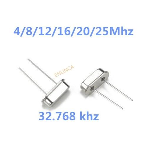 10pcs HC49S 4mhz 8mhz 12mhz 16mhz 20mhz 25mhz 32.786 khz 8.000M DIP quartz resonator Crystal Oscillator HC-49S 16M 25M 12M 20M