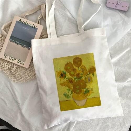 Harajuku Fashion Ladies Tote Shopper Bag Female Canvas Shoulder Bag Van Gogh Art Oil Painting Graphic Women Shopping Bag