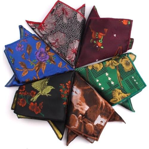 Fashion Floral Pocket Square For Men Women Cartoon Chest Towel Hanky Gentlemen Hankies Mens Handkerchief Jacquard Pocket Towel