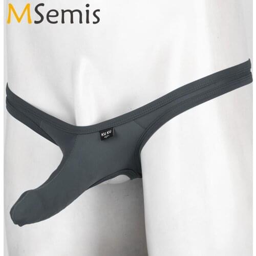MSemis Gay Sexy Underwear Men Male Low Rise Front Closed Penis Sheath Sexy Jockstrap G-string Thong Briefs Underpants Panties