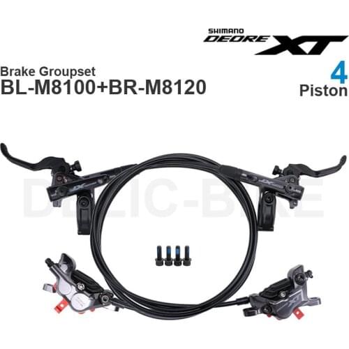 SHIMANO DEORE XT M8100 Hydraulic Disc Brake Groupset include BL-M8100 Brake Lever and BR-M8120 4-Piston Brake Caliper Assembled