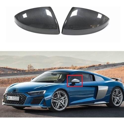 Real 3K Dry Carbon Fiber Door Mirror Cover Caps Add On For Audi TT R8 2016-2020 Without Lane Assist