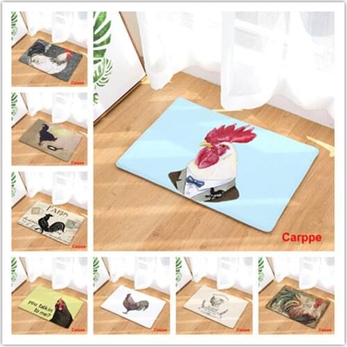 The Rooster Printing Floor Mats Living Rooms Anti-slip Carpet for Bedroom Kitchen Bathroom Rug Welcome Mats for Front Door