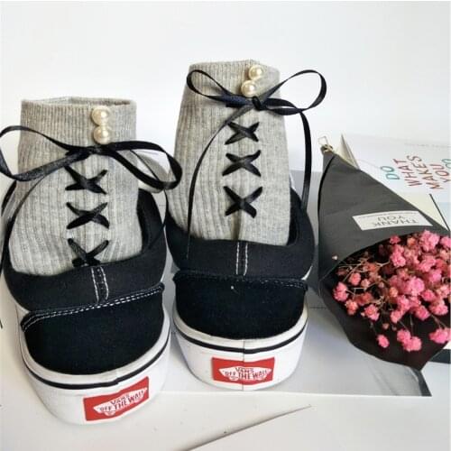BKLD Newest Harajuku Back Ribbon Bow Cross Bead Socks Casual Women Girl Winter Christmas Socks Funny Soft Cotton Socks