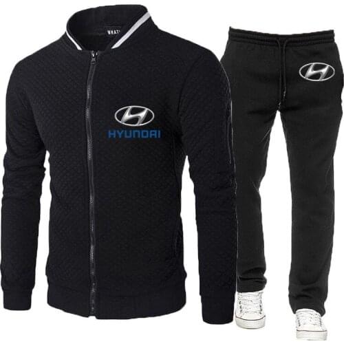Hyundai Motor Hyundai Motor 2021 New Hip hop Jackets Sport Suits Male Hoodies Fashion Fitness sweater High street Sweatpant Set