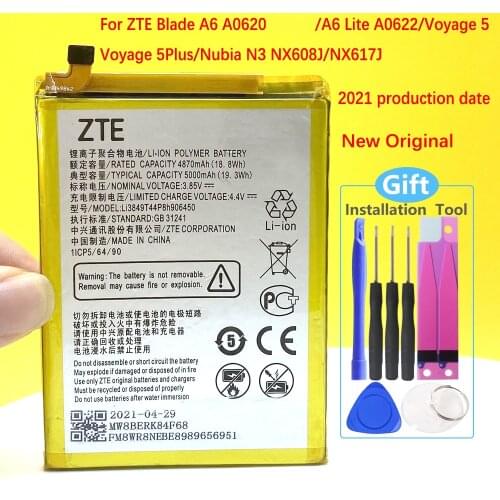 New Original Li3849T44P8h906450 Battery For ZTE Blade A6 A0620/A6 Lite A0622/Voyage 5/Voyage 5Plus/Nubia N3 NX608J/NX617J