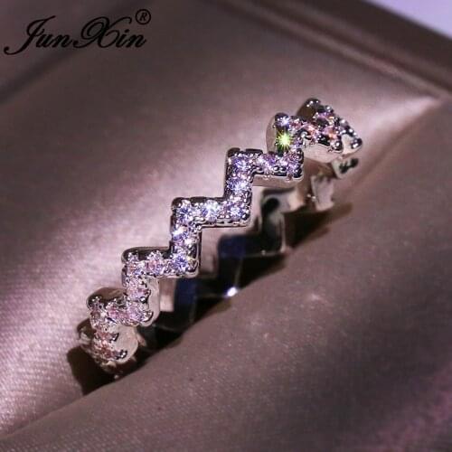 Ocean Wave Ring White Gold Rose Gold Color Geometric Wedding Bands Cute Stacking Thin Rings For Women Zircon Engagement Ring