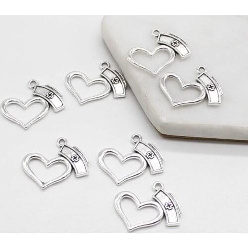 10pcs charm retro DIY alloy jewelry accessories white angel love cross medical jewelry pendant pendant 20*22mm