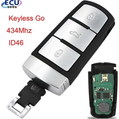Keyless Go 3C0959752BG/BA 434Mhz 3 Buttons Remote Smart Car Key ID46 PCF7936 Chip For VW Passat CC Magotan One-button Start