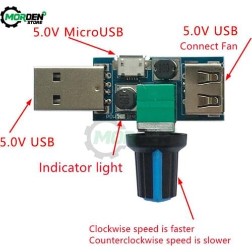 DC 5V Micro USB Fan Governor Wind Speed Controller Air Volume Regulator Cooling Mute Noise Reduction Switch Module Dropship