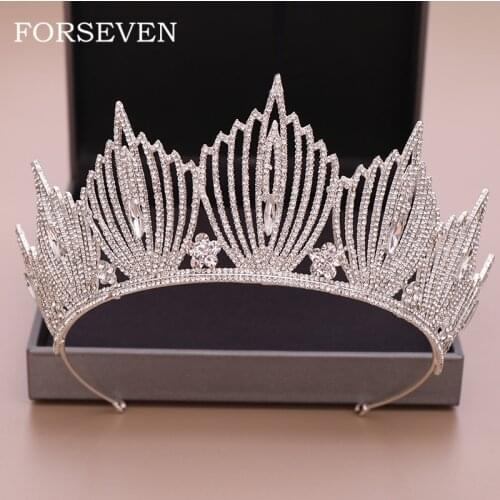 Luxurious Rhinestone Tiara Wedding Crown Bridal Hair Jewelry Crystal Tiara Crown Hair Accessories Bride Head Piece Queen Diadem