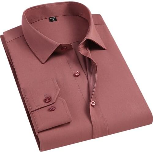 Men Solid Color Casual Shirt Fashion Daily Wear Slim Fit White Black Long Sleeve Shirts Male Brand Blouse 4XL 5XL