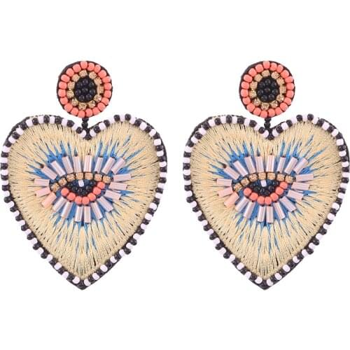 Sehuoran Bohemian Oorbellen Multicolor Heart Dangle Earrings For Women Trendy Beads Statement Earrings Wedding Fashion Jewelry