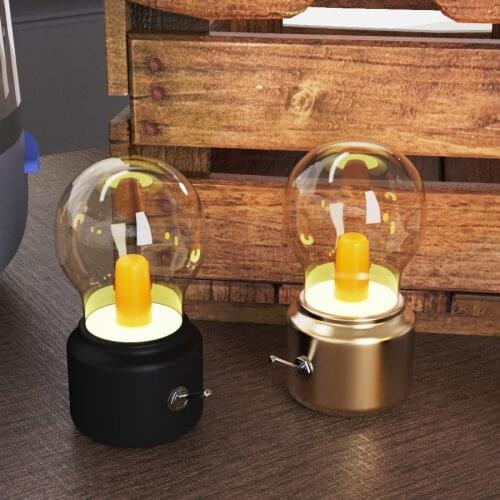 Vintage LED Bulb Night Light Retro USB 5V Rechargeable Battery Atmosphere Table Lamp for Bedroom Reading Decoration Gift