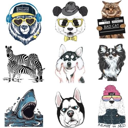 Iron on Transfer for Clothing Thermoadhesive Patches Dog Stickers Diy Animals Patch Fusible Stripes Appliques for Punk Clothes C