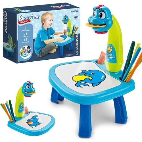 Z35 Kids Painting Board Childrens Projector Drawing Writing Table LED Light Copy Board Multifunctional Safty For 3-12 Year