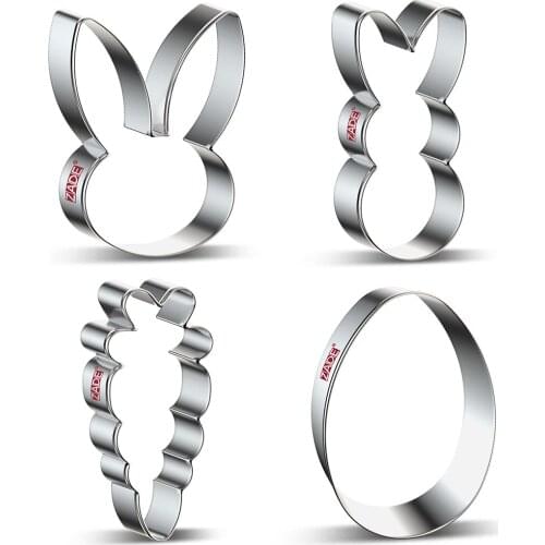 ZADE Easter Bunny Cookie Cutter for Biscuit Baking Carrot Egg Easter Cookie Cutter - Stainless Steel